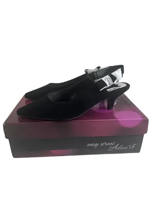 EASY STREET Black Lamy Fabric Slingback Bow Kitten Heels Size 8 NEW NIB thumbnail 8