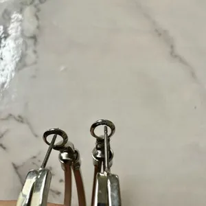 Silver tone double hoop earrings thumbnail 6
