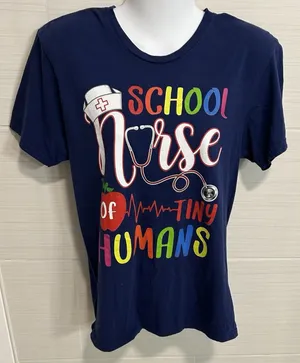 Primary Colorful Navy Elementary School Nurse Graphic Tee S, Back To School thumbnail 1