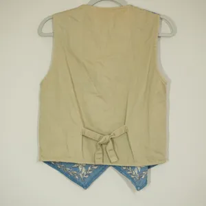 Keren Hart Vintage Denim Floral Embroidered Vest Blue Tan Boho Cottagecore thumbnail 3