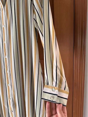 Easel Long Sleeve Striped Button Up Maxi Shirt Dress Women’s Small thumbnail 3