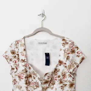 [Abercrombie & Fitch] Tropical Toile Print Sweetheart Neck Crop Top Size Large L thumbnail 5