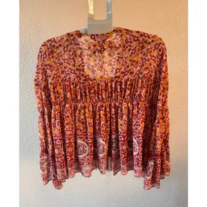Free People Lorriane Tiered Kimono with Bonus Tank Small Boho Hippie Flowy NWOT thumbnail 4
