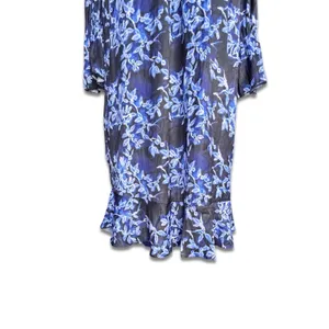 French Connection Blue Floral Smocked Keyhole Front Boho‎ Mini Dress Size Small thumbnail 5