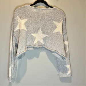Wildfox Cropped Star Print Light Blue Sweater - size Small thumbnail 5
