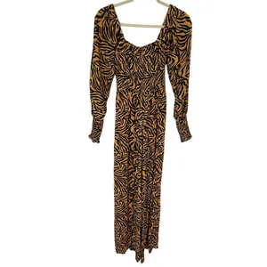 Kachel Anthropologie Tiger-Striped Wide Leg Jumpsuit 4 NWT $170 Animal Print thumbnail 3