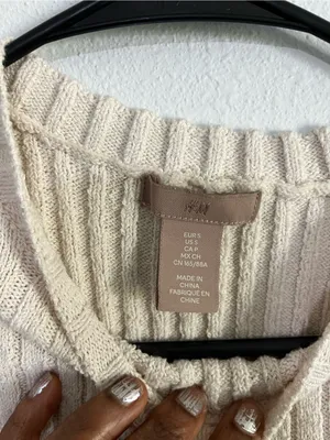 H&M Women’s Cream Ribbed Long-Sleeve Sweater thumbnail 5