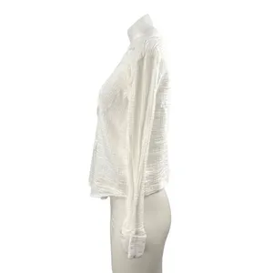 Abercrombie & Fitch White Long Sleeve Tie Knot V Neck Blouse Shirt Top Size S thumbnail 2