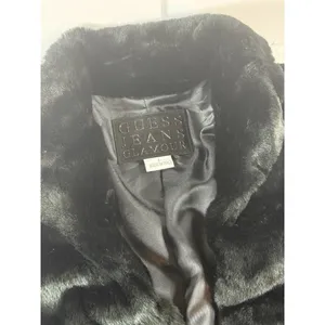 Guess Jeans Glamour faux fur Glam black statement‎ coat Y2K Women’s L Italy thumbnail 4