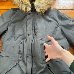 Gray Parka with Faux Fur Hood thumbnail 5