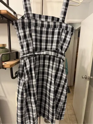 Hollister Black and White Plaid Sleeveless Dress thumbnail 4