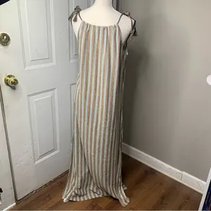 Zara striped metallic slit maxi‎ dress size small thumbnail 3