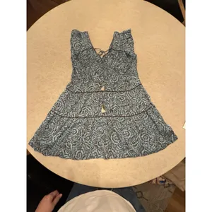 Omika Tiered Block Print Sundress Blue Brown Size Small Anthropologie thumbnail 2