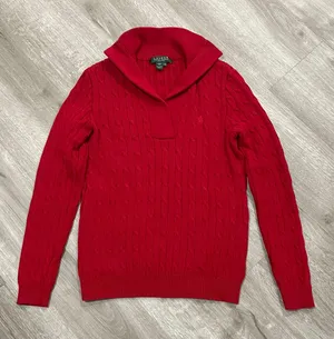 Ralph Lauren Red Cable Knit Sweater thumbnail 3