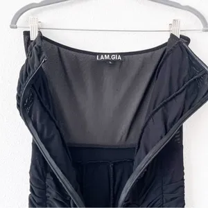 I.AM.GIA Ophelia Black Ruched Mesh Stretch Slim Glam Clubwear Strapless Jumpsuit thumbnail 6