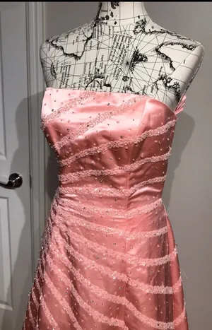 Ice & Fire Vintage Y2k Coquette Pastel Embellish Bead Line Striped A-line Formal Evening Prom Gown corset thumbnail 9