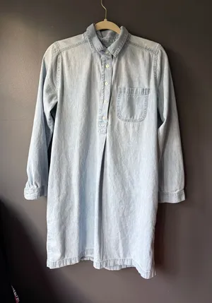 GAP Denim Light Blue Long Sleeve Shirt Dress Size M thumbnail 1