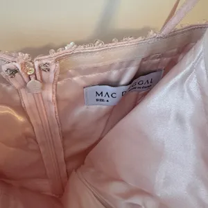 Mac Duggal Strapless Beaded Ruffle High Low Prom Gown Ice Pink Size 4 Princess thumbnail 7