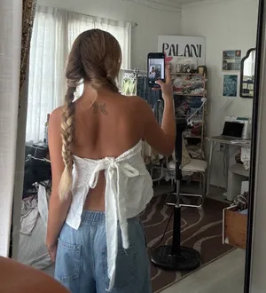 White Bohemian Strapless Lace Top thumbnail 2