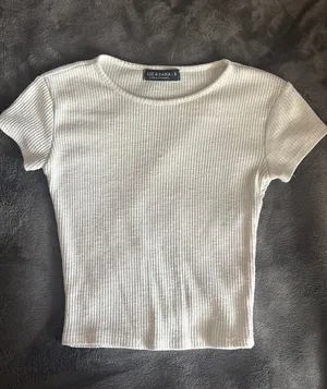 White Tight Cropped Shirt Size XS thumbnail 1