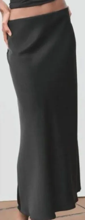 Zara Black Maxi Slip Silk Skirt thumbnail 1