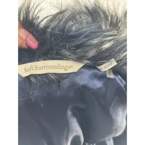 Soft Surroundings Women's Faux Fur Puffer Vest Jacket‎ Blue Size L thumbnail 2
