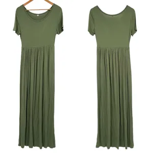 Olive Green Stretchy Maternity Baby Shower Pregnant Party Photos Maxi Dress M thumbnail 3