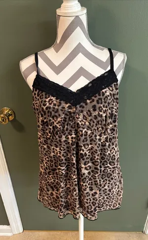 torrid Leopard-Print Chemise with Black Lace Trim thumbnail 1