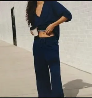 Free People On The Run Set Navy Sweatset thumbnail 5