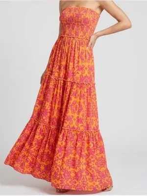Abel the Label Floral Orange Hot Pink Dress thumbnail 1