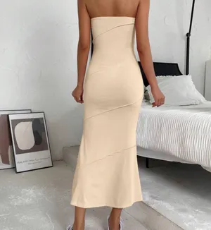 SheIn Cream fitted maxi dress thumbnail 3