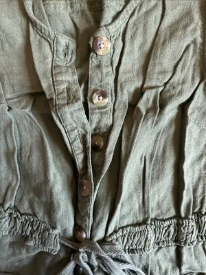 dip Olive Green Sleeveless Linen Jumpsuit thumbnail 3