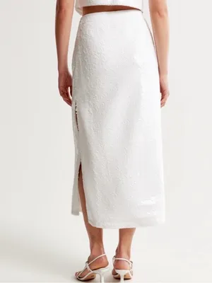 Abercrombie & Fitch White Sequin Side Slit Pencil Skirt XXS Petite NWT cocktail thumbnail 3