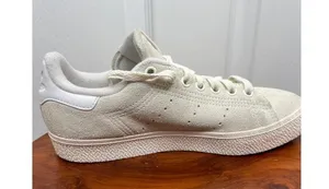 Adidas Stan Smith Ivory Off White Suede LaceUp Logo Sneakers Size US 7 thumbnail 7