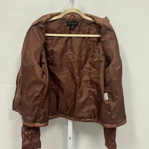 Bagatelle Womens Faux Leather Moto Biker Jacket Brown XL Banded Collar Full Zip thumbnail 3