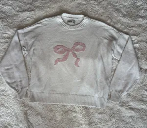 Hollister Ivory Pink Bow Sweater Size XXS thumbnail 1