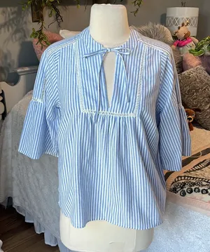 Blue Striped Women's Top New thumbnail 1