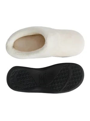 NWT Isotoner Womens Classic Clog Slippers Fuzzy Cozy Ewe White / Gray S (6.5-7) thumbnail 3