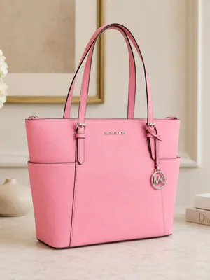 Michael Kors Jet Set East West Tote Primrose Pink Leather NWT thumbnail 2