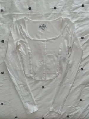 Hollister White Long Sleeve Corset Top thumbnail 2