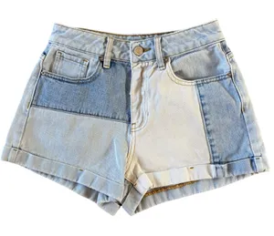 PacSun Patchwork Mom Short‎ Women 24 Colorblock High Rise Cotton Denim Festival thumbnail 1