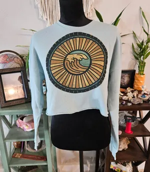 Woman’s Cropped Sweatshirt w/ sun/surf graphic thumbnail 1