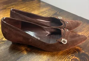 Salvatore Ferragamo Brown Suede Kitten Heels Size‎ 9 thumbnail 1