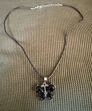 Women's Black Butterfly Pendant Necklace - Unbranded thumbnail 1