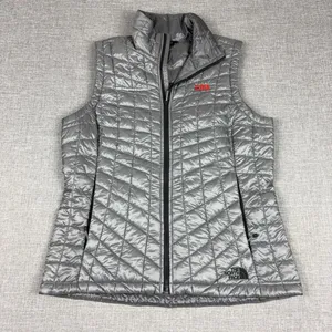 The North Face ThermoBall Puffer Vest Womens Medium Gray Quilted Zip Insulated thumbnail 1