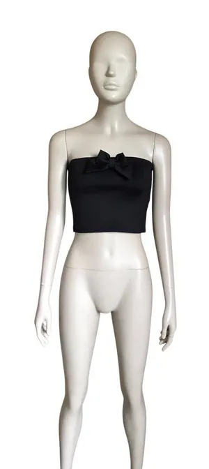 Edikted Black Bow Strapless Crop Top thumbnail 1