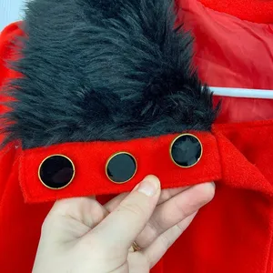 Yiyigiao red cotton faux fur collar peacoat button tiered belted coat XS small‎ thumbnail 4