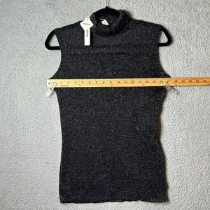 Akalnny Top Womens‎ Large Black Sleeveless Glitter Mesh Slim Fit Tank Party NEW thumbnail 7