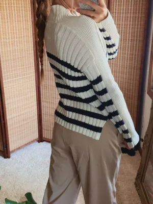 Abercrombie & Fitch Navy & White Stripe Sweater Size XXS thumbnail 3