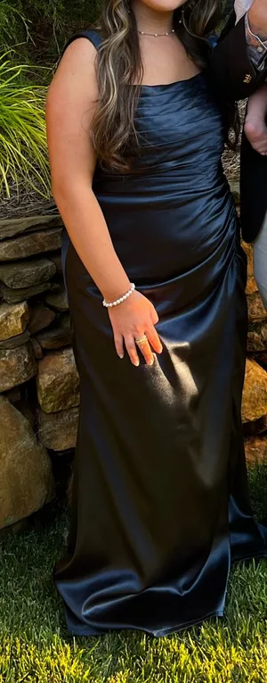 Azazie Navy blue dress thumbnail 1